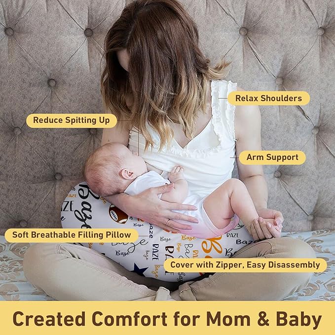Dyoart Baby Nursing Pillow Cover, Custom Breastfeeding Bottle Pillow Slipcover, Personalized Gift for Infant Boys Girls,Ball, Ultra Soft Comfortable(one Size)