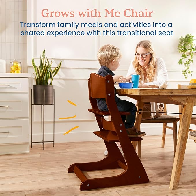 ECR4Kids Grows with Me Chair, Transitional Chair, Dark Walnut