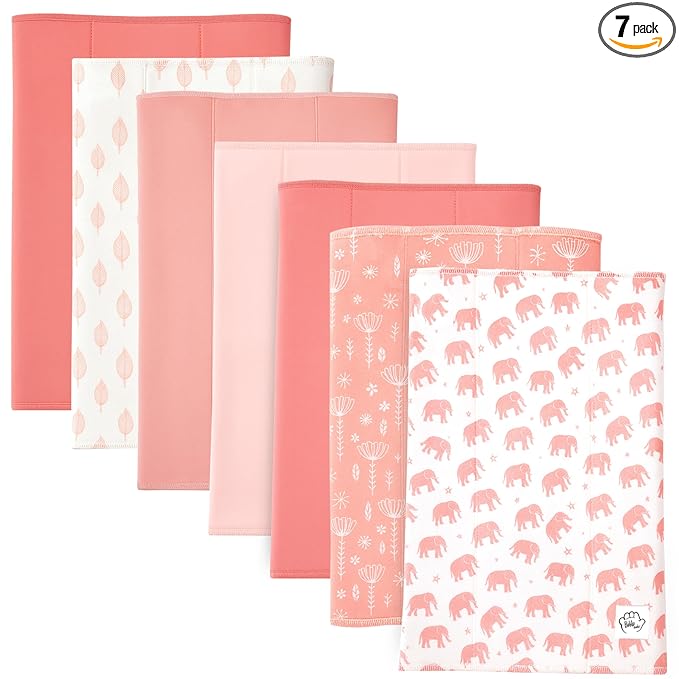 Baby Burp Cloths for Boys and Girls - 7 Pack Large 100% Cotton - Double Layered Extra Absorbent Burp Rags, (Pink, 7 Pack)
