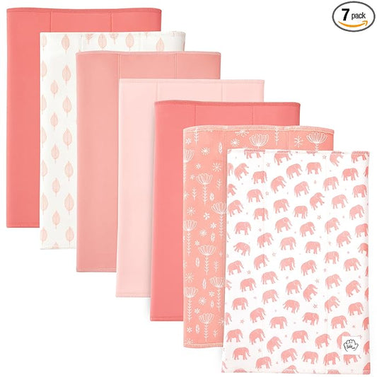 Baby Burp Cloths for Boys and Girls - 7 Pack Large 100% Cotton - Double Layered Extra Absorbent Burp Rags, (Pink, 7 Pack)