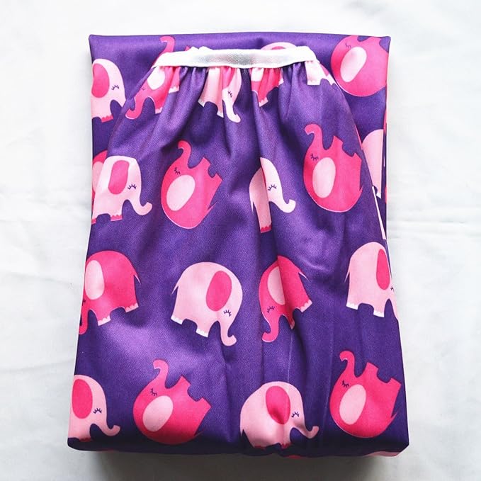 Pail Liner for Cloth Diapers Nappy Inserts Large Wet Bag Elastic Washable Reusable 27.6in x29.5in (Pink Elephant)