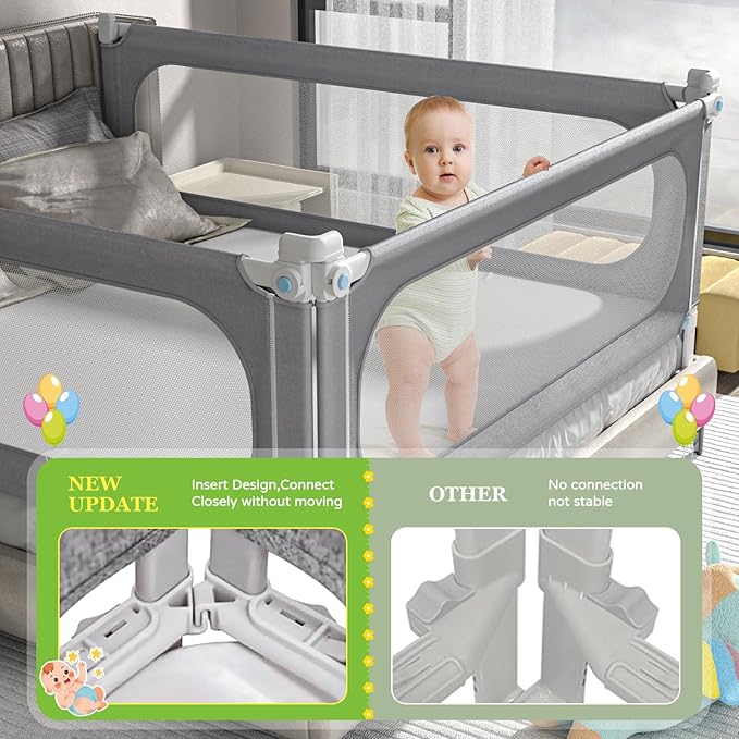 yulongtengfei 3-Piece King Size Bed Rail for Toddlers - Adjustable Height Guard with Sturdy Installation, Kids Safety Bed Rail for King Size Bed