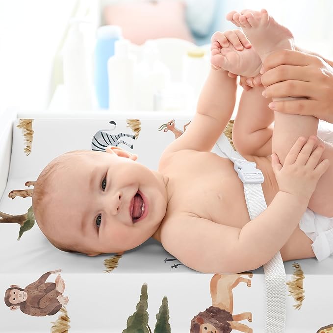 Sweet Jojo Designs Baby Changing Pad Cover Sheet (Jungle Animals) for Girls/Boys, Infant/Newborn Diaper Change Table Mat Covers (Boho, Wildlife, Safari, Animal, Grey Elephant, Giraffe, Lion, Monkey)