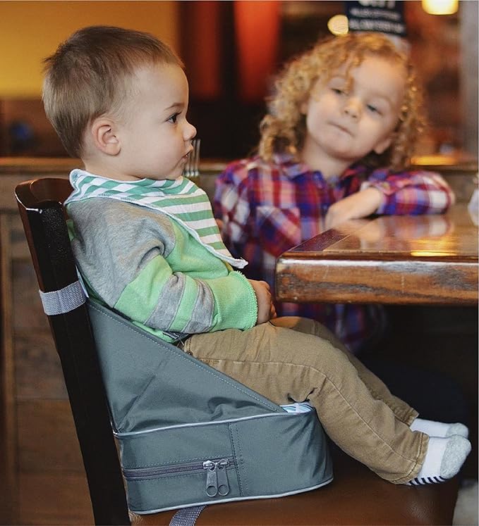 Nuby Easy Go Booster Seat for Kitchen Chair - Travel Booster Seat for Babies and Toddlers - 9+ Months - Holds up to 35 Pounds - Blue