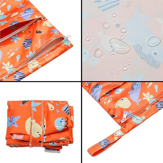 Wet Bag,2 pcs Baby Wet Dry Cloth Diaper Bags,Washable, Reusable for Travel, Stroller, Pool,Beach, Wet Swimsuits,Dirty Gym Clothes, Toiletries, Toys,Mommy Bag (Color 23)