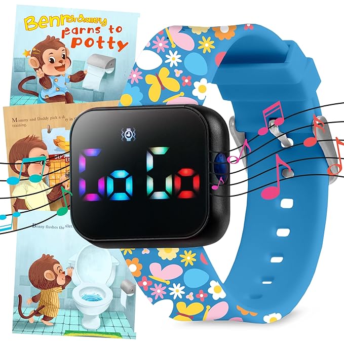 Potty Training Watch for Kids V2 – A Water Resistant Toilet Reminder Device for Boys & Girls to Train Your Toddler with Fun/Musical & Vibration Interval Reminder with Potty Training eBook (Butterfly)