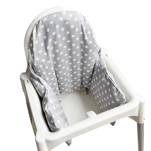 ZARPMA Inflatable Inner Cover for IKEA Antilop Highchair,Cotton Fabric (Not Included Inflatable Inner,Cover Only) (Grey Stars)