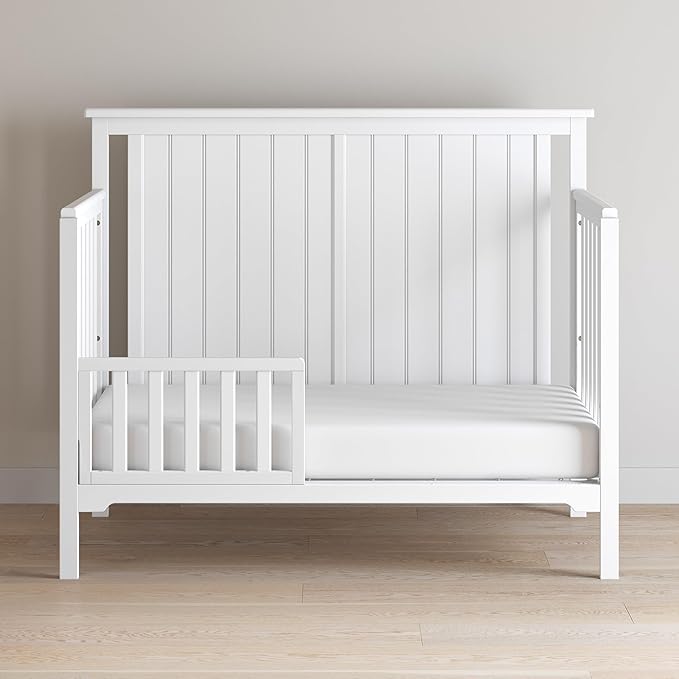 Child Craft Toddler Bed Guard Rail Converts London and Hampton 4-in-1 Convertible Crib into Toddler Bed, Made of Pinewood, Non-Toxic Finish (Matte White)