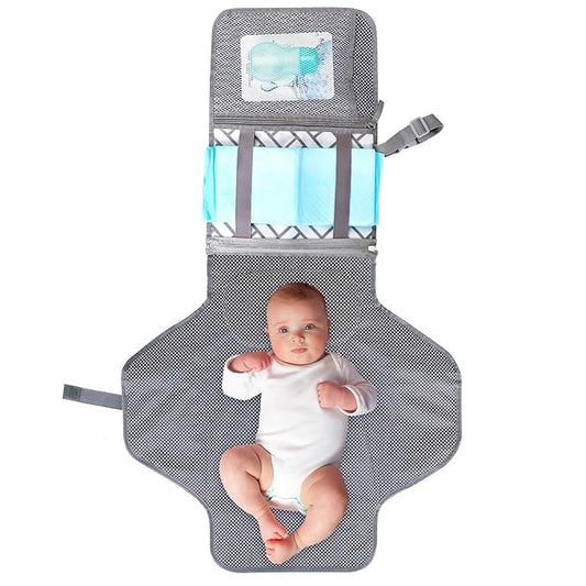 Portable&Foldable Diaper Changing Pad, Moclever Detachable Travel Changing Mat with Waterproof & Easily Cleanable Folding Nappy Changing Travel Mat,Newborns Essentials, Baby Shower Gifts-Grey