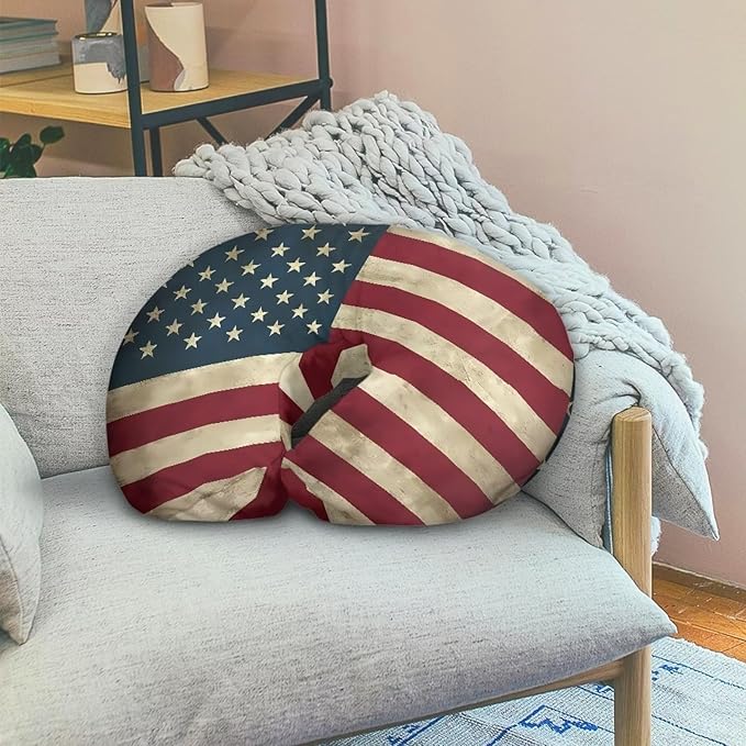 American Flag Baby Nursing Pillow Cover Neutral Breathable Pillow Cover for Infant Snug, Removable Soft Breastfeeding Pillow Slipcover with Hidden Zipper