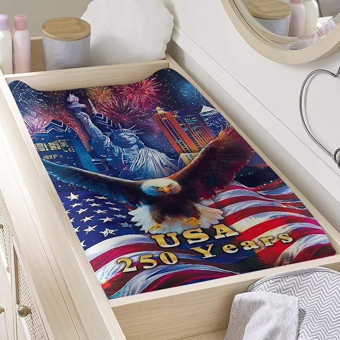 American Flag 250 Diaper Changing Pad Cover Eagle Breathable Baby Changing Pad Cover American Flag Changing Pad Cover Boy Soft 32''*16''Nursery Changing & Dressing Furniture