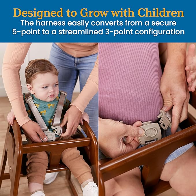 ECR4Kids Universal 5-Point Wrap Harness Strap for High Chairs, Replacement Part, Grey