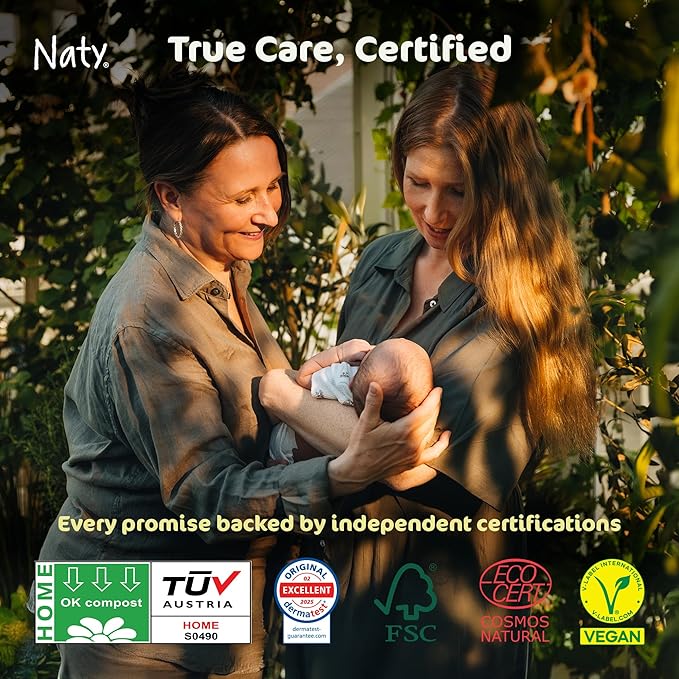 Naty Baby Wipes | 98% Water, Hypoallergenic & Natural for Sensitive Skin | Unscented, Plant-Based, Fragrance-Free | Plastic-Free & Compostable | Newborn & Toddler Diaper Wipes | 168 Count (3 Packs)