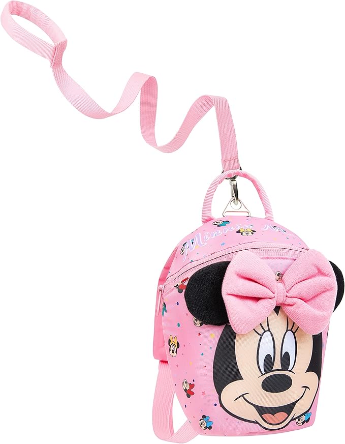 Disney Minnie Mouse Backpack with Toddler Safety Harness for Girls Daycare Bag Backpack with Leash Preschool Outdoor Travel Gifts