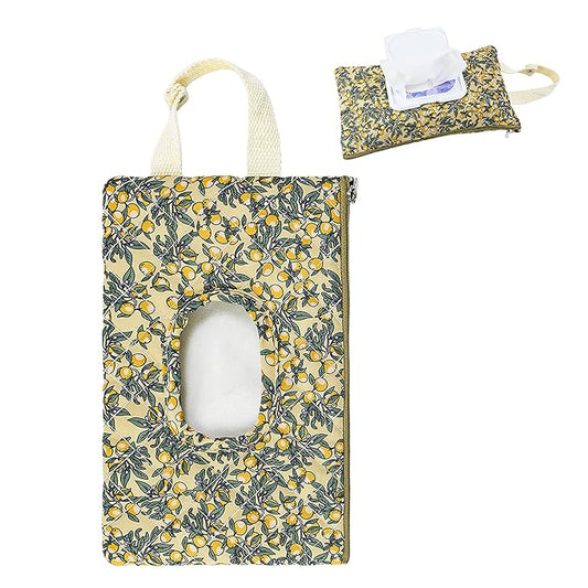Quilted Baby Wipe Holder Floral Diaper Pouch Portable Quilted Wipes Bag for Car, Stroller