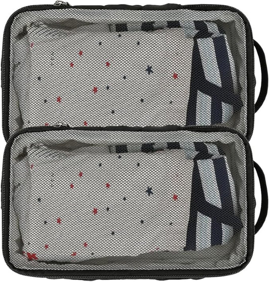 MOMIGO Baby Diaper Bag Organizer Pouches - 2 Pack Waterproof Pod Hanging Diaper Bag Mesh Bag Reusable, Washable or Baby Cloth Diapers (Black)