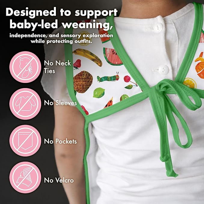 BapronBaby Eric Carle Tropical Fruit Bapron - No Neck Tie Safer Bib for Baby & Toddler - Soft Waterproof Stain Resistant - Machine Washable - Sz Preschool 3-5yrs