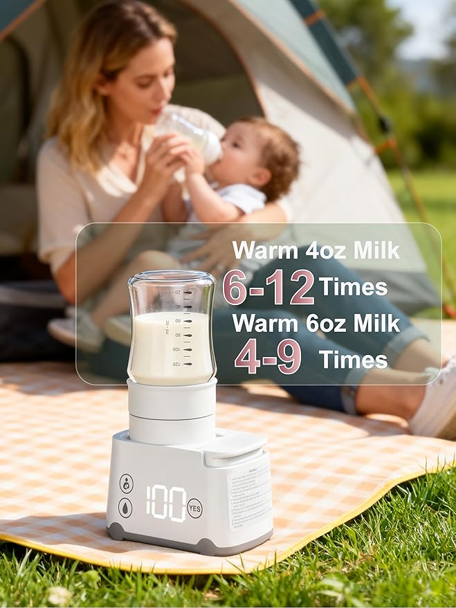 Portable Bottle Warmer Travel Bottle Warmer for Breastmilk with 6 Adapters Leak-Proof Baby Bottle Warmer