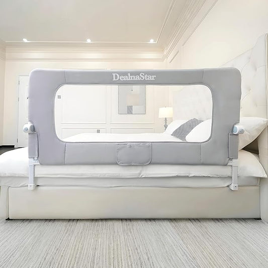 Bed Rail for Toddlers,Foldable Baby Bed Rail-32in/80cm Height Adjustable Safety Guard for Kids, Universal Fit Twin/Full/King/Queen Beds.