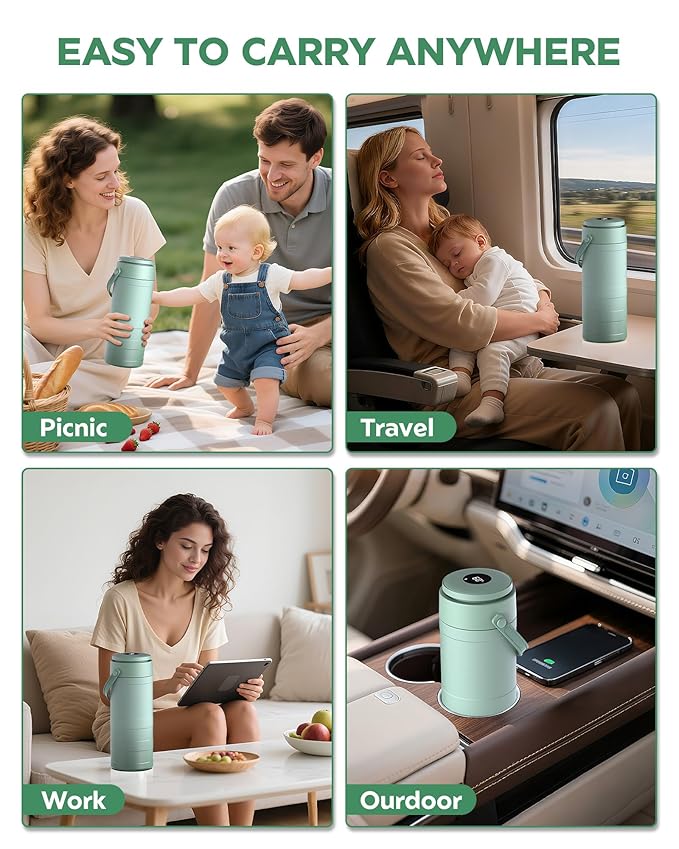 Portable Breast Milk Cooler, 24H 360° Cooling, Digital Temp Display, 22oz Capacity with 2 BPA-Free Bottles, CPC Certified for Outdoor Travel & Commute