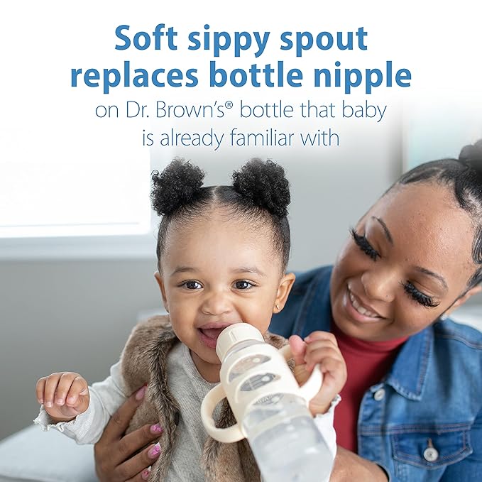 Dr. Brown's Milestones Narrow Sippy Bottle with 100% Silicone Handles, Easy-Grip Bottle & Dr. Brown’s Natural Flow Level 4 Narrow Baby Bottle Silicone Nipple, Fast Flow, 9m+