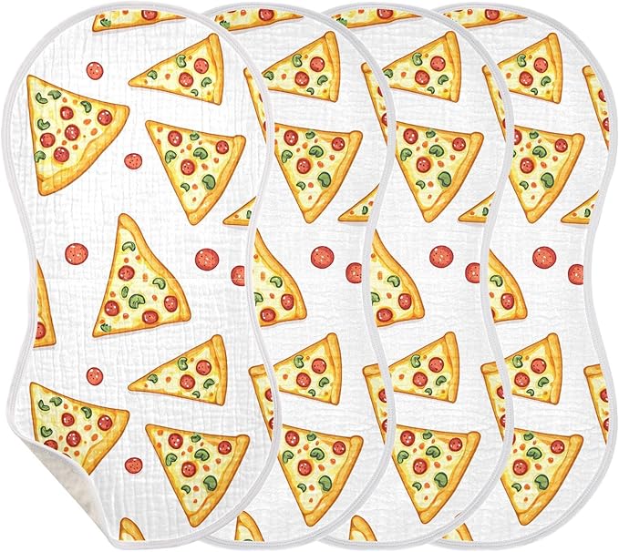 vvfelixl Baby Burp Cloths Delicious Sliced Pizza Baby Newborn Cotton Burping Cloths Set Baby Washcloths 4 Pack