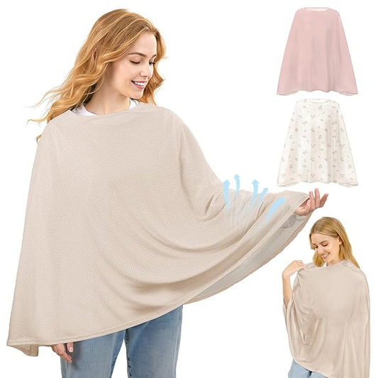 Basumee Nursing Cover for Breastfeeding Breathable Mesh 360 Full Privacy Nursing Wrap Multi-Use Breast Feeding Covers for Women Moms Feeding Essentials, 1 Pack