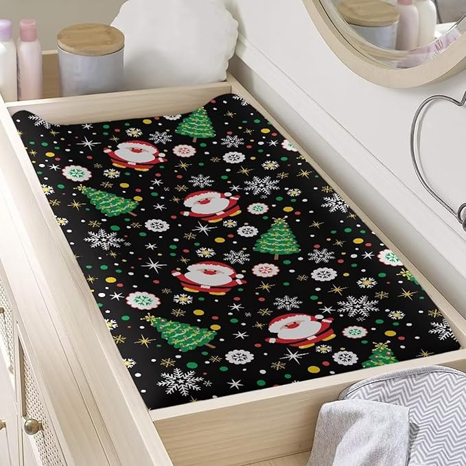 Christmas Baby Changing Pad Cover Santa Claus Diaper Changing Pad Covers Newborn Infant Changing Table Mat Cover Soft Comfort Changing Pad Sheets, Christmas Decor