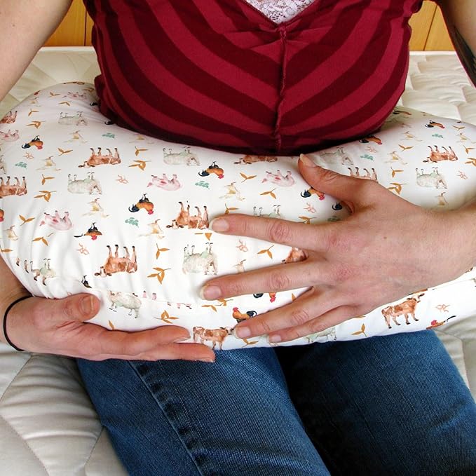 Watercolor Farm Animals Baby Nursing Pillow Covers for Boy Girl Pig Rooster Lamb Cow Duck Sunflowers Leaves Nursing Slipcovers for Breastfeeding Pillows Farm Life Soft Stretchy Removable Covers