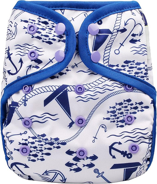 OsoCozy One Size Cloth Diaper Covers - Adjustable Snap Fit & Double Leg Gussets for Baby Boys & Girls from 8-35 Pounds. Use with Prefold, Flat or Fitted Cloth Diapers or Snap-in Inserts.