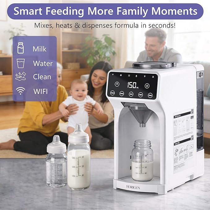 Horigen Baby Formula Dispenser Formula Maker - Advanced WiFi Bottle Maker Formula Machine with Automatic Mix & Clean, Instant Warm Water, Fast Milk Make with Accurate Dispensing & Temperature Control