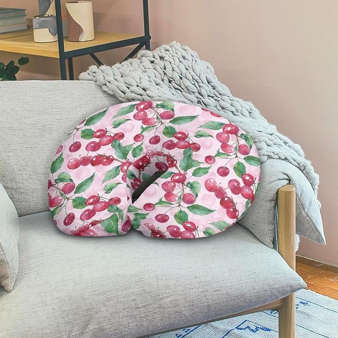 Cherry Nursing Pillow Cover for Breastfeeding, Fits Standard Nursing Pillow, Removable Cotton Cover