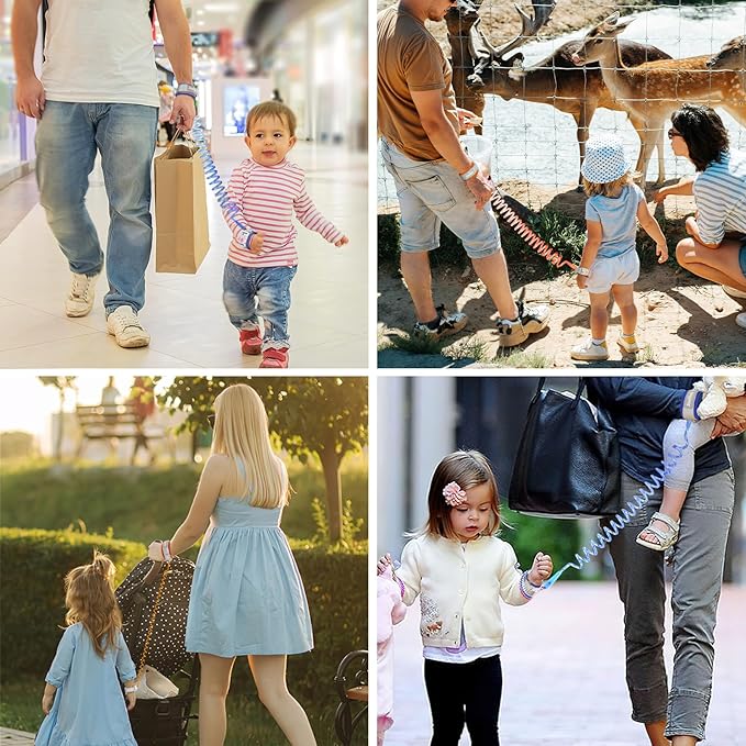 Toddler Leash 2Pack, Toddler Kids Harness Anti Lost Wrist Link with Magnetic Lock, Reflective Safety Walking Harness Wristband Leashes for 2,3,4 Years Old Boys Girls, Blue＋Orange