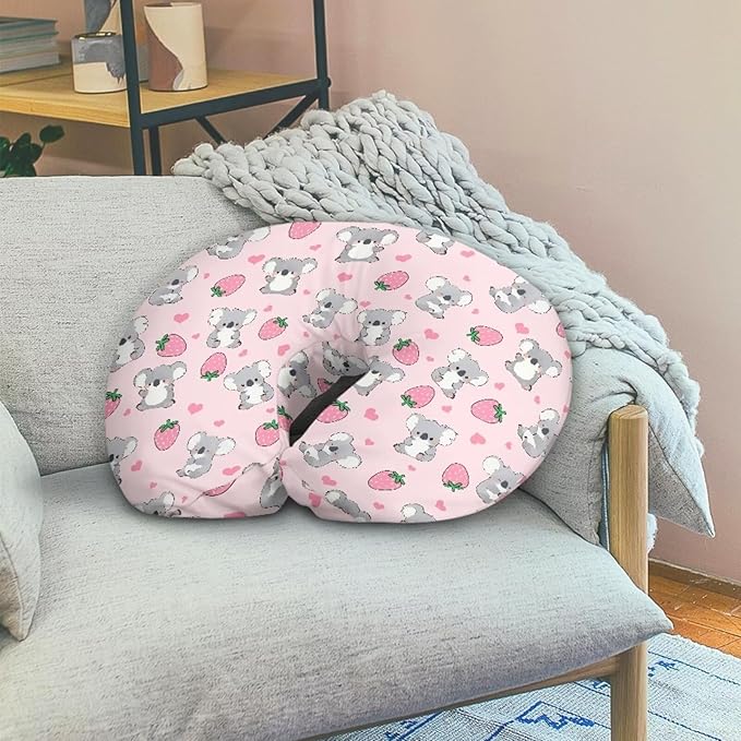 Cute Koala Nursing Pillow Cover Breastfeeding Pillow Covers for Mom Pink U-Shaped Pillow Covers