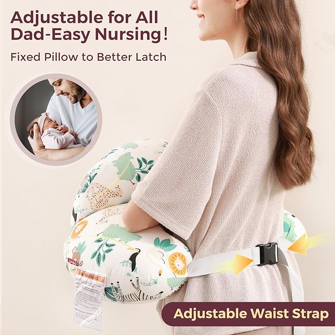 Momcozy Innovative Safety Guard Nursing Pillow for Breastfeeding- Wider Feeding Pillows for More Support for Mom & Baby- Easier Nursing & Hand Free- Fit for All, Removable Cotton Cover
