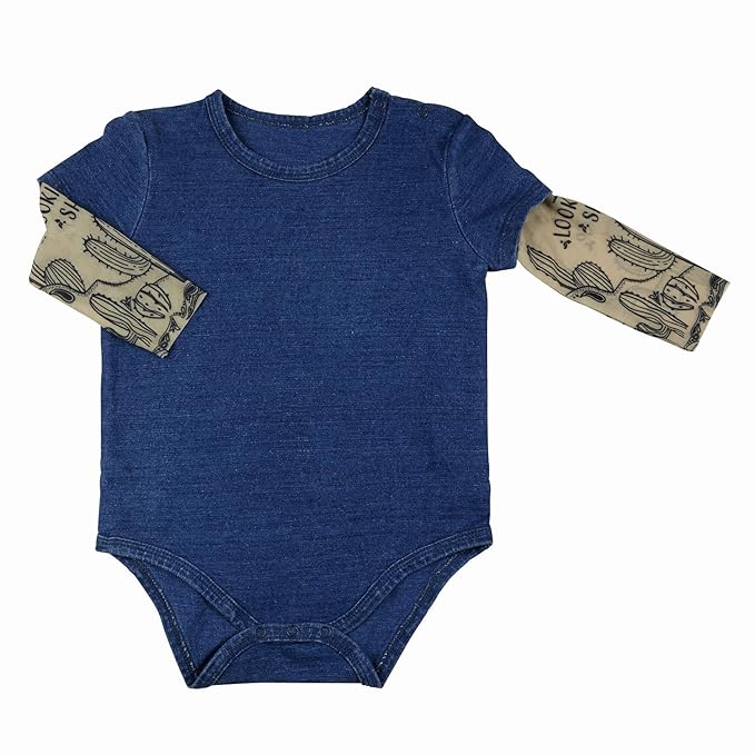 Stephan Baby Snapshirt-Style Diaper Cover with Tattoo Sleeves, Western, Denim Blue, Fits 6-12 Months