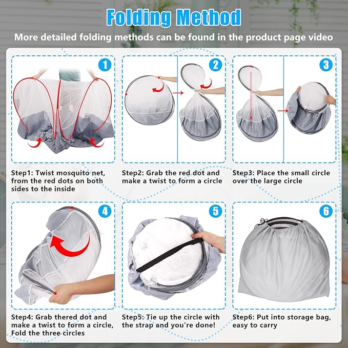 2 Pcs Extra Large Pop Up Mosquito Tent, Portable Foldable Mosquito Net for Bed Camping Travel Patio (78 * 41 * 31inch)