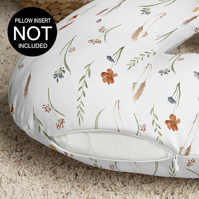 Sweet Jojo Designs Boho Floral Garden Flower Girl Nursing Pillow Cover Baby Breastfeeding Slipcover Infant Newborn Nursery Bottle Breast Feeding Pillowcase Pillow NOT Included Watercolor Bohemian Chic