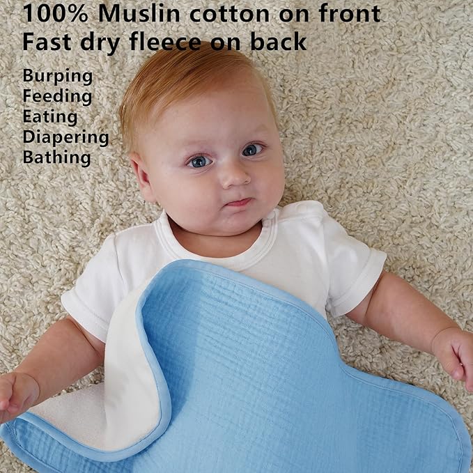Baby Muslin Burp Cloths 20x10in - Ultra Soft & Absorbent, Neutral Colors, Reusable Burp Cloths for Baby Boys & Girls – Newborn Essentials for Drooling & Burping 4Pack(Retro)