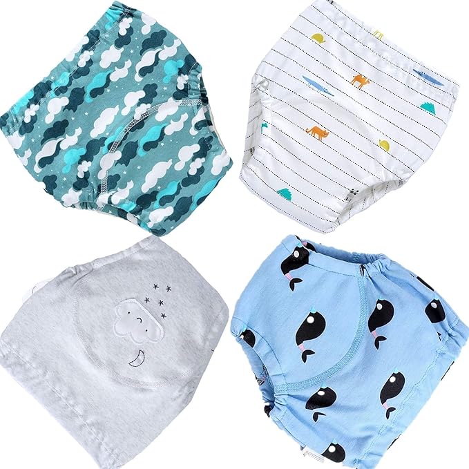 4 Pack Cotton Potty Training Pants for Boys Girls, Learning Designs Training Underwear Pants 12M-4T
