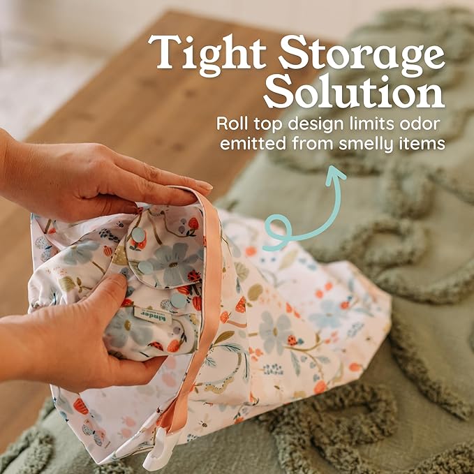 Kinder Set of 2 Water Resistant Wet Bags for Storing Laundry or Cloth Diapers Travel Size Wet Bag Daycare Beach Pool Wet Swimsuit Roll Top for Air Tight Odor Contained Washable Reusable (Polkadots)