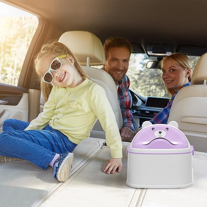 3-in-1 Potty Training Toilet, Portable Potty, Potty Training Seat and Toddler Step Stool, Easy Setup and Clean, Anti-Slip Toddler Potty Trainer for Boy Girl,Lavender