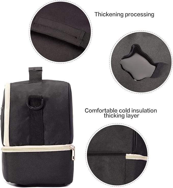 Breast Pump Bag Cooler Compartment for Breast Pump - Cooler and Moistureproof Bag Double Layer for Mother Breast Milk Pump Lunch Bag Outdoor Working (Black)