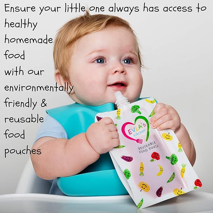 EVLA'S Baby Food Freezer Trays & Reusable Food Pouches Meal Prep Combo for Babies and Toddlers, Baby Food Containers & Meal Storage Perfect for Serving Homemade Healthy Smoothies & Purees