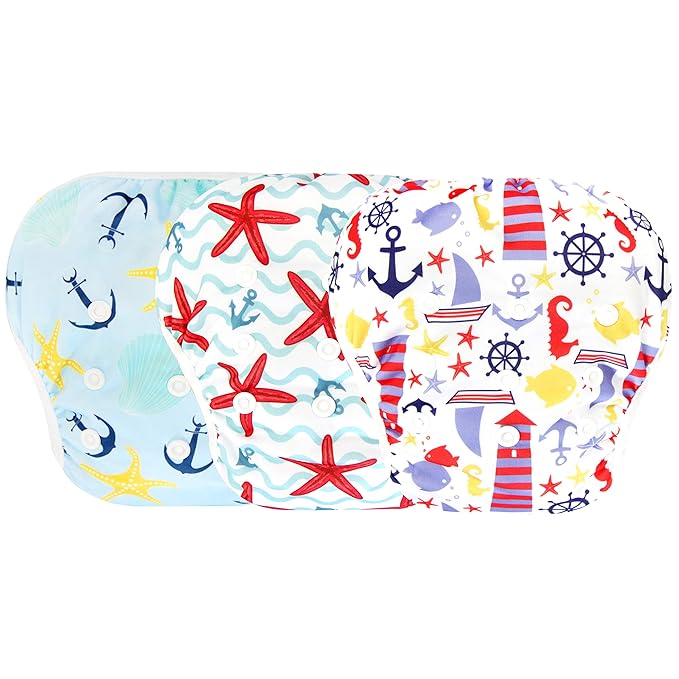 Langsprit 3 Pack Swim Diaper for Baby & Toddle,Reuseable Washable Diaper Swim for Swimming Lesson & Baby Shower Gifts
