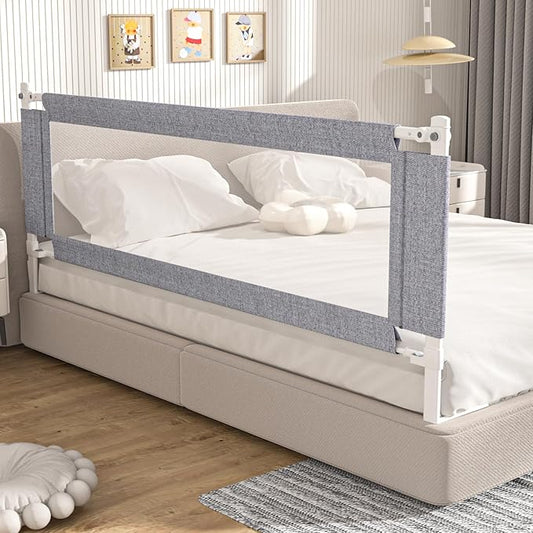 yulongtengfei Bed Rail Guard for Toddlers, 1-Piece Adjustable Height Baby Bed Rail, Kids Safety Guard Rails for Twin Full Queen King Size (Gray, 1 Side:74.8")