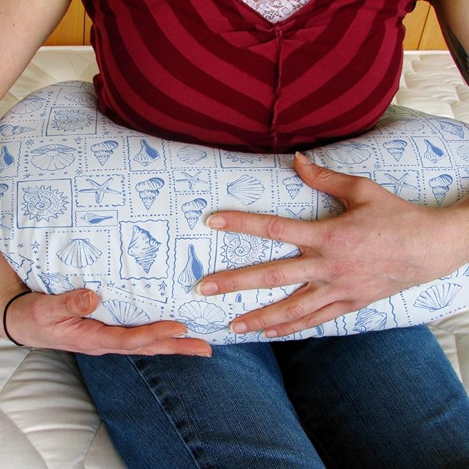 Blue Seashells Baby Nursing Pillow Covers for Boy Girl Boho Beach Conch Nursery Feeding Pillowcase for Breastfeeding Pillows Pastel Summer Coastal Soft Stretchy Removable Cover for Newborn Infant