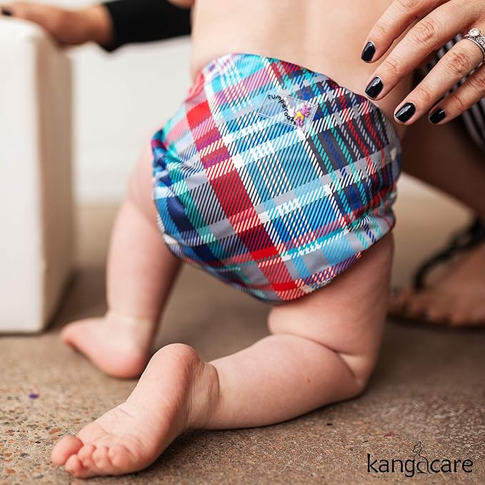 Kanga Care Rumparooz Cloth Diaper Reusable One Size Pocket Diaper with Patented Inner Double Gusset 2 pcs Microfiber Insert Soaker (6-40+ lbs) - Billy