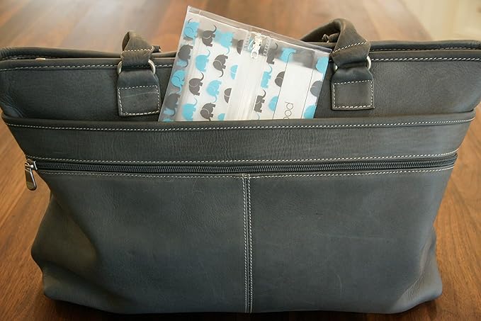 Butipods Reusable Stay Moist Wet Wipe Pouch | Slim Case Travel Holder | Great for Hand and Face Wipes | Set of 2 (Blue Elephants & Ogees)