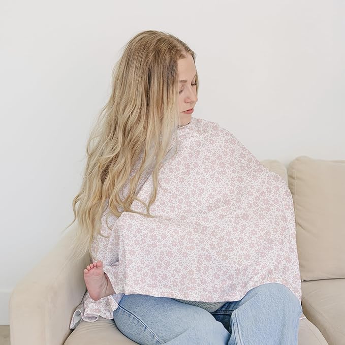 Sorrel + Fern Nursing Cover Up for Breastfeeding - Breathable Breastfeeding Cover with Removable Arch Neckline for Women - Breast Feeding Covers for Women (Blush)